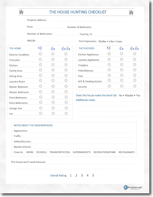 House Hunting Checklist: Home Buying Journal and Notes Log Planner to Organize & Record Your Search for Your Next or First House | Keep Track of Up