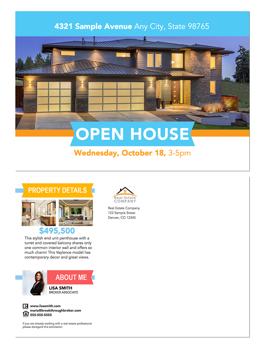 Modern Open House Postcard For Open House Postcard Template