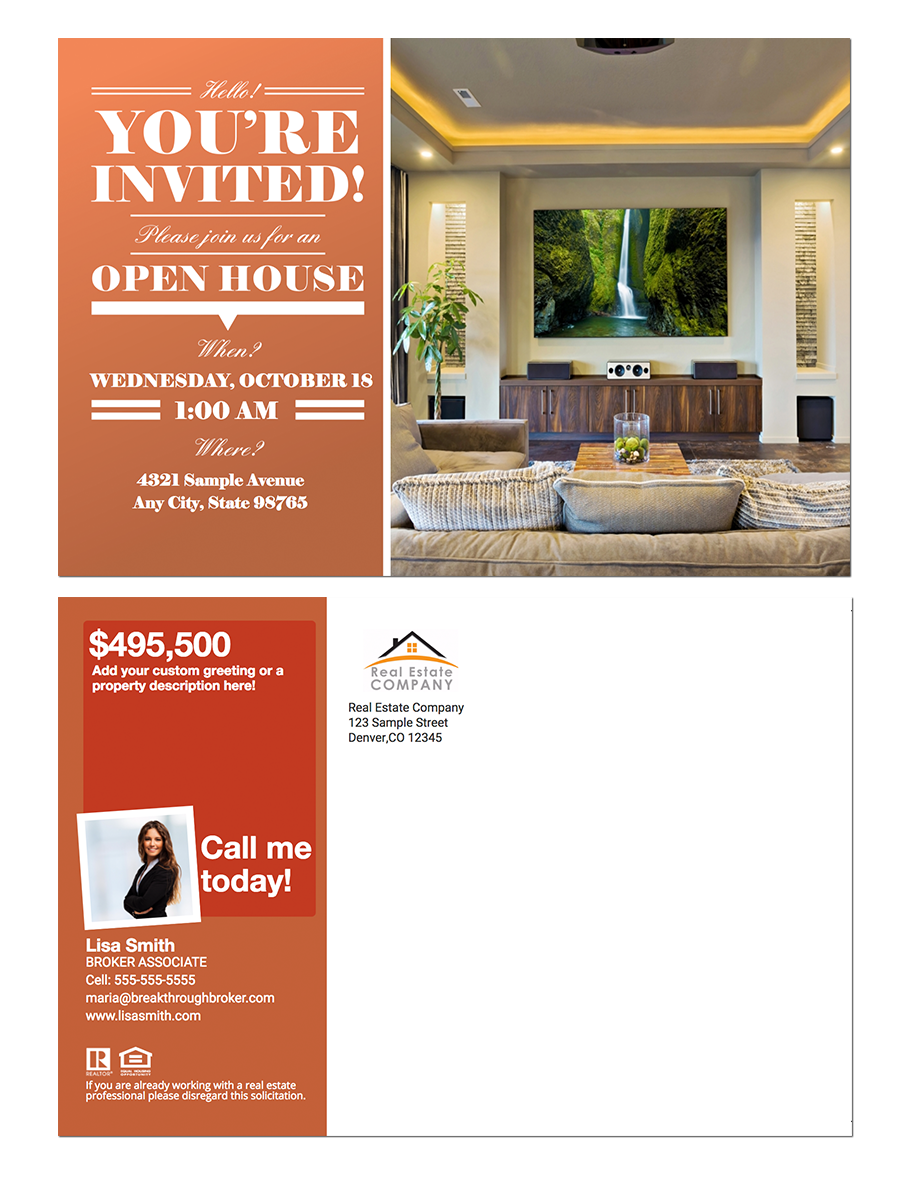 Modern Hue Open House Postcard With Open House Postcard Template