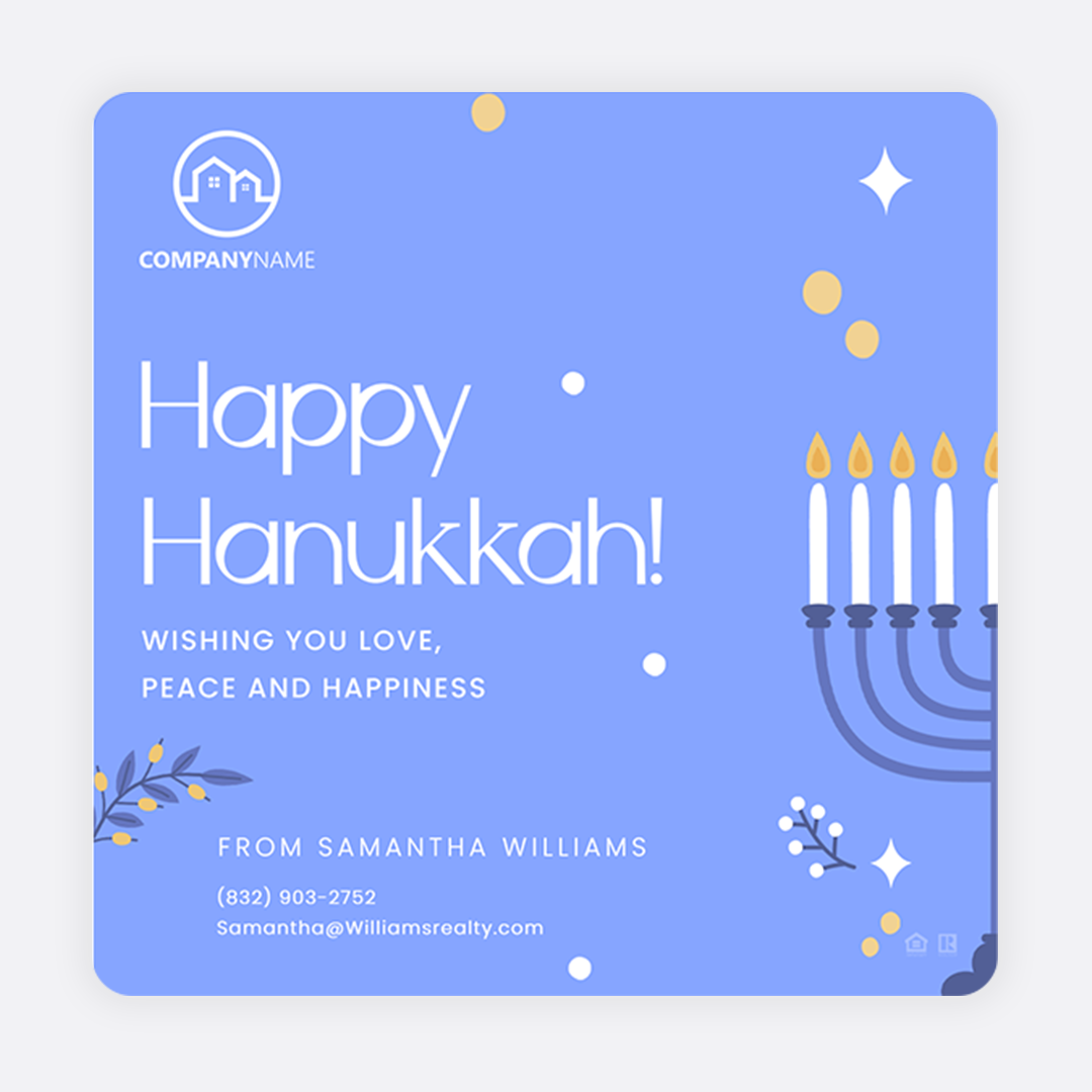 Happy Hanukkah social post for Facebook and Instagram