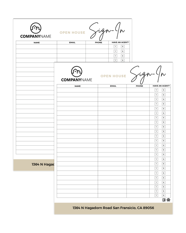 Open House Sign In Sheet